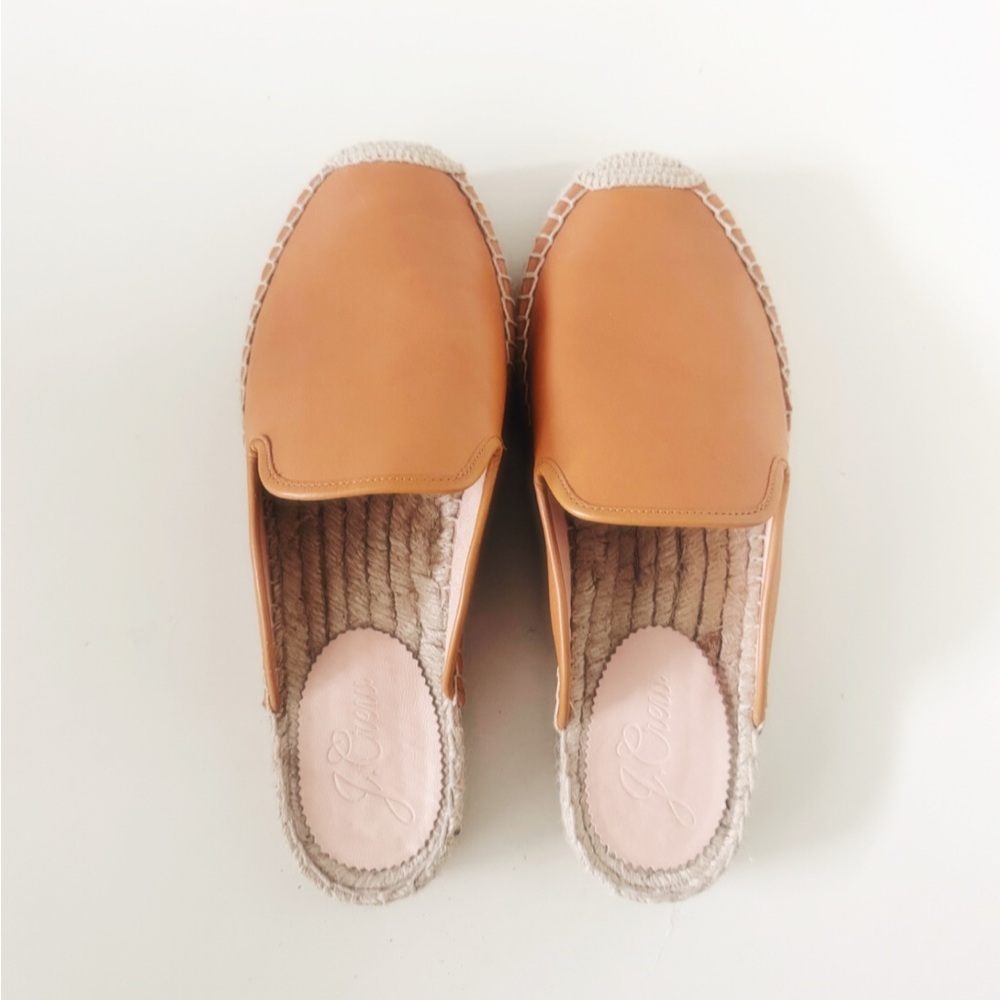 J. Crew Leather Espadrille Mules Toasted Wheat Size - Size 9